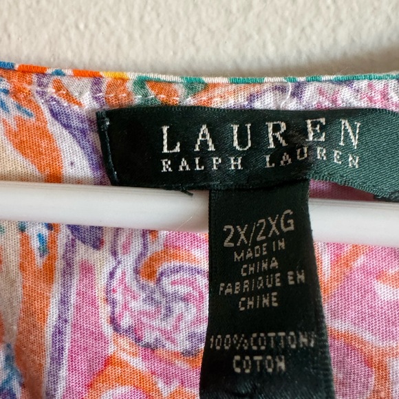 Lauren by Ralph Lauren Colorful Paisley Sleeveless Top 2x - Picture 2 of 3